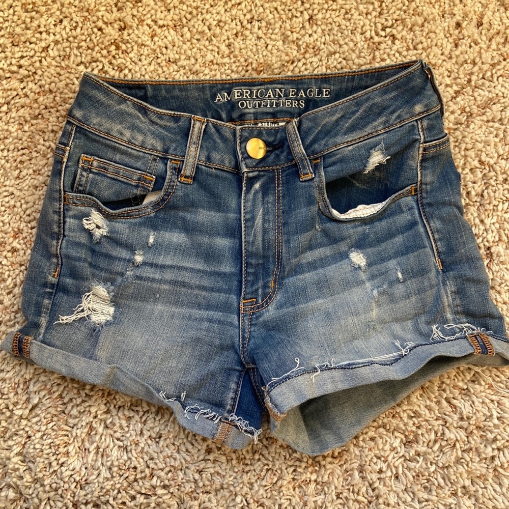 American Eagle Hi-Rise Shortie Denim Shorts